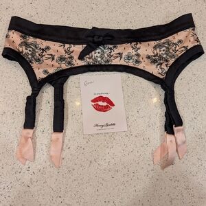 Vintage Honey Birdette Hello Sailor pink suspenders size M